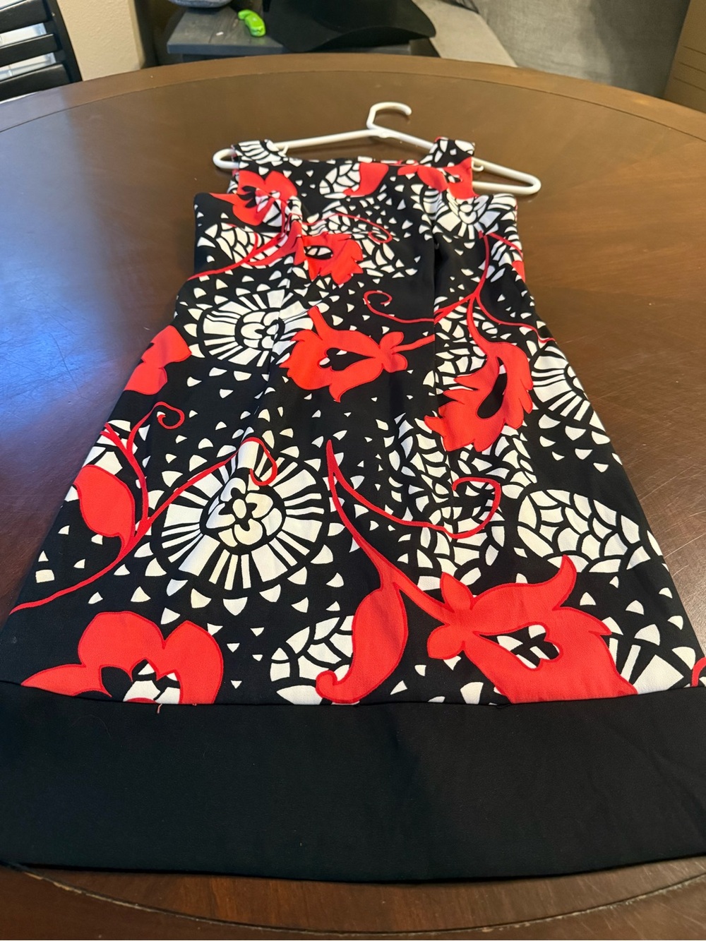 Alyx Black Dress with Red and White Floral Print